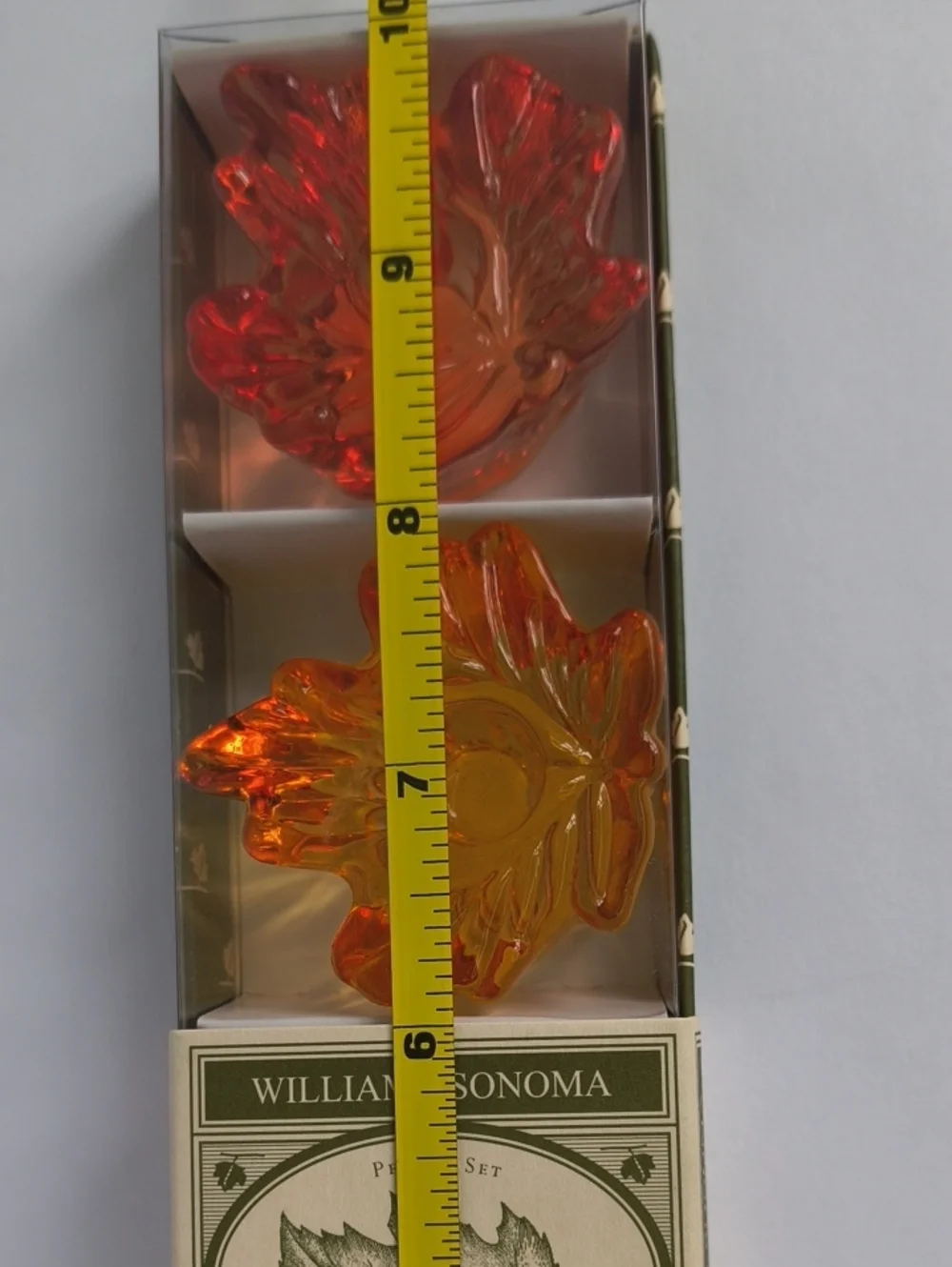 Williams Sonoma Maple Leaf Candle Taper Holders Glass Set of 4 NIB Thanksgiving